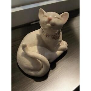 Lenox Sweet Devotion Cat Kitty Figurine Porcelain Chrystal & Gold Accent